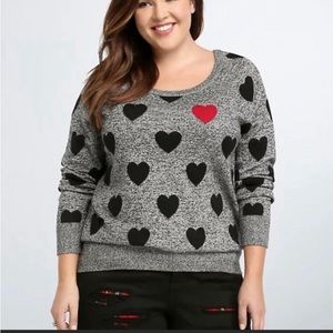 Torrid red heart sweater.